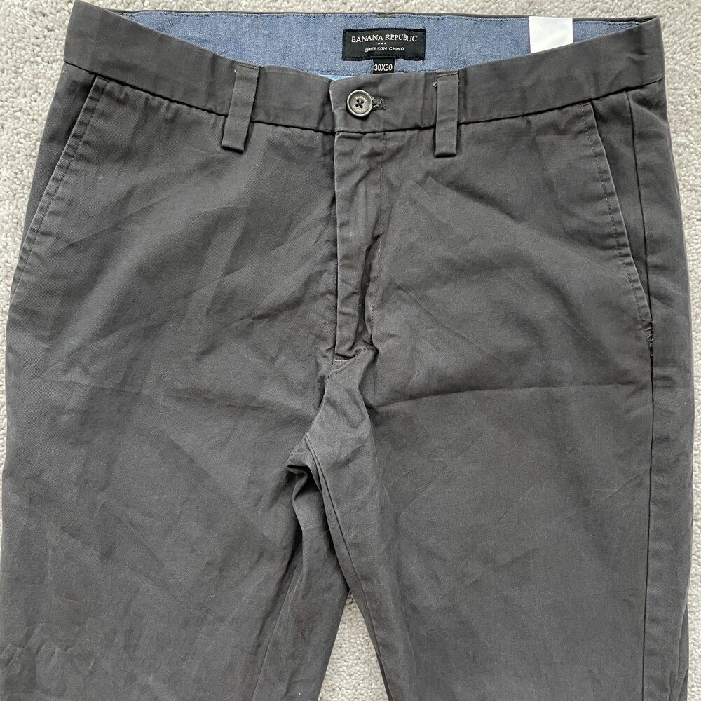 Banana Republic Emerson Chino Pants MENS 30x30 Gray 100% Cotton - Picture 2 of 8